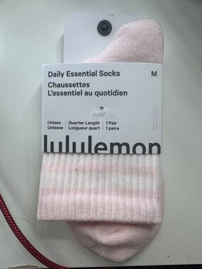 lululemon athletica Pink and White Daily Essential Quarter Socks